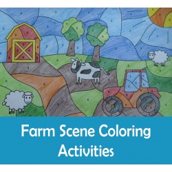 Farm Color by Numbers Cut Paste Count Draw Summer Activities